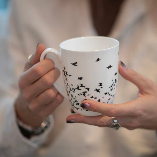 Flock of Birds Silhouette Latte Mug