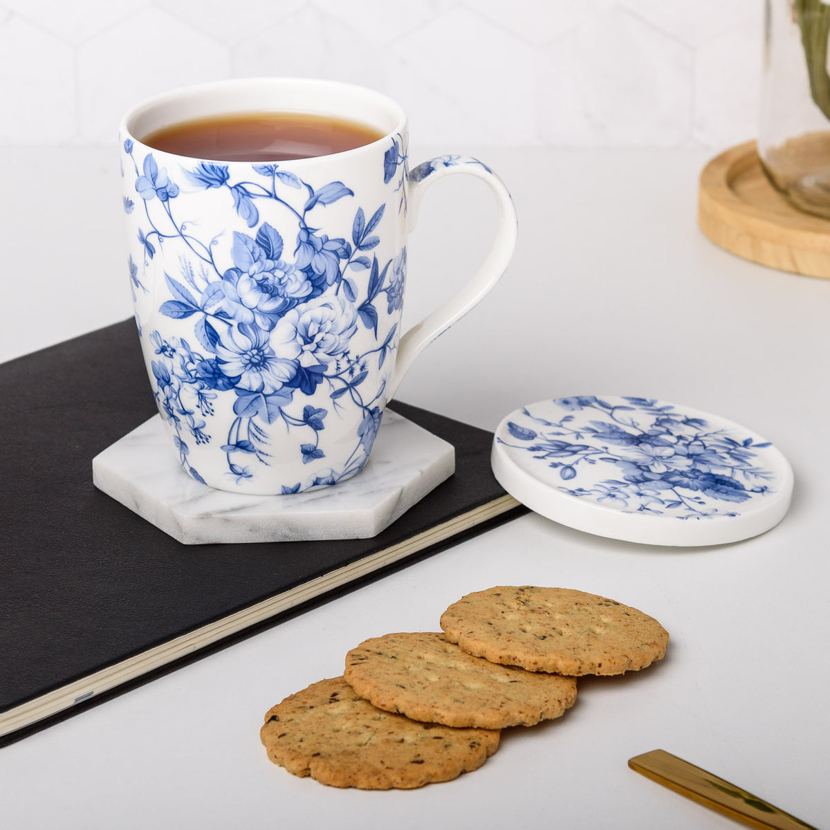  AmorArc Porcelain Tea Mug with Infuser and Lids, 18 Oz
