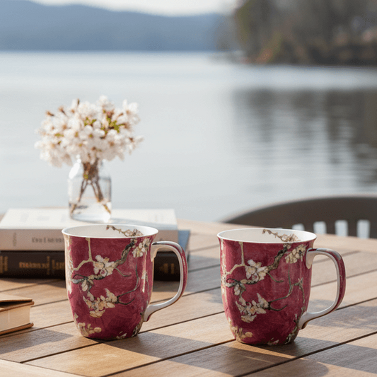 Van Gogh Almond Blossom Red Two-Mug Java Bundle