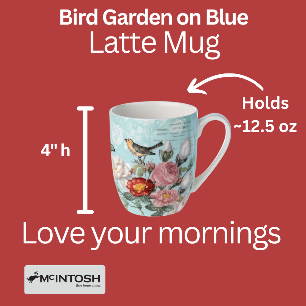 Bird Garden on Blue Latte Mug