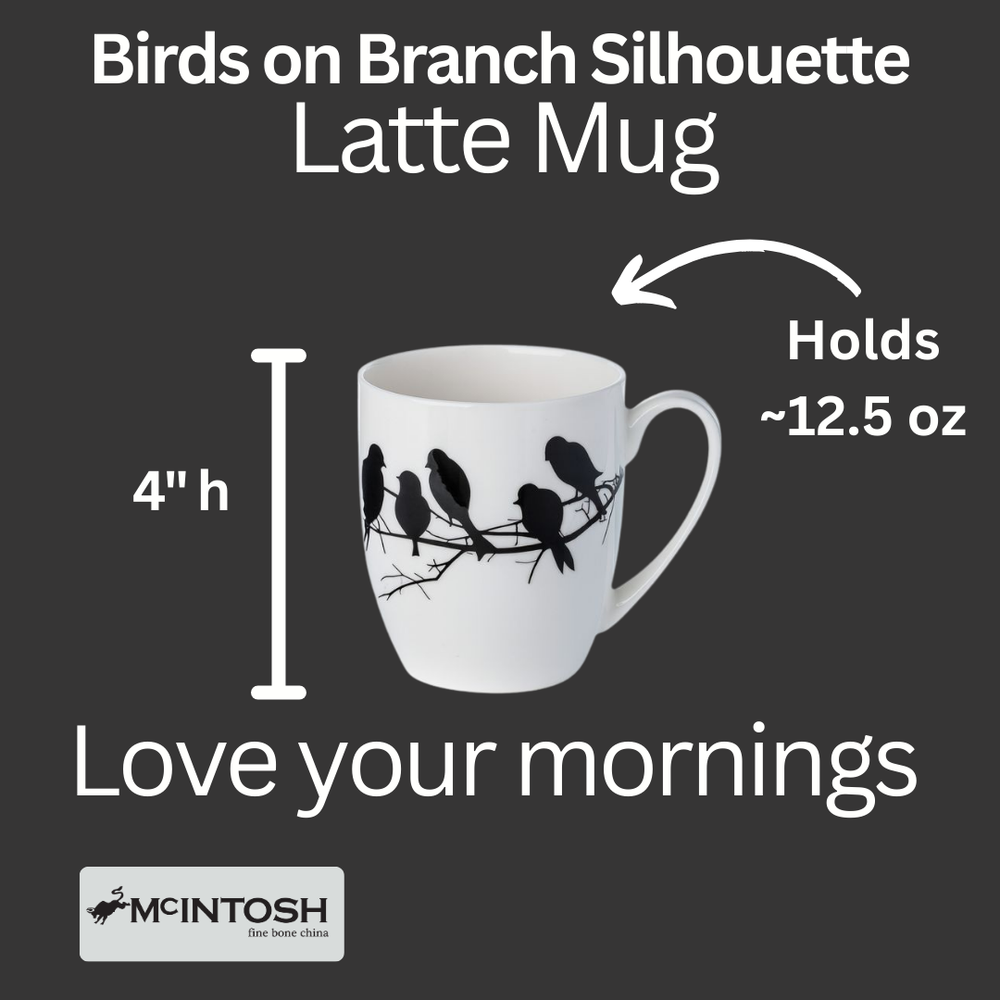 Birds on Branch Silhouette Latte Mug