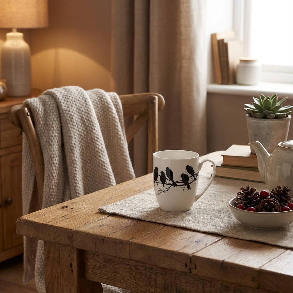 Birds on Branch Silhouette Latte Mug