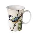 Robert Bateman Lively Pair – Chickadees mug, 11 oz (325 ml) fine bone china, front view, handle right.