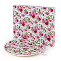 Chintz Red & Pink Roses Cake Plate w/ Server | NEW FOR 2025