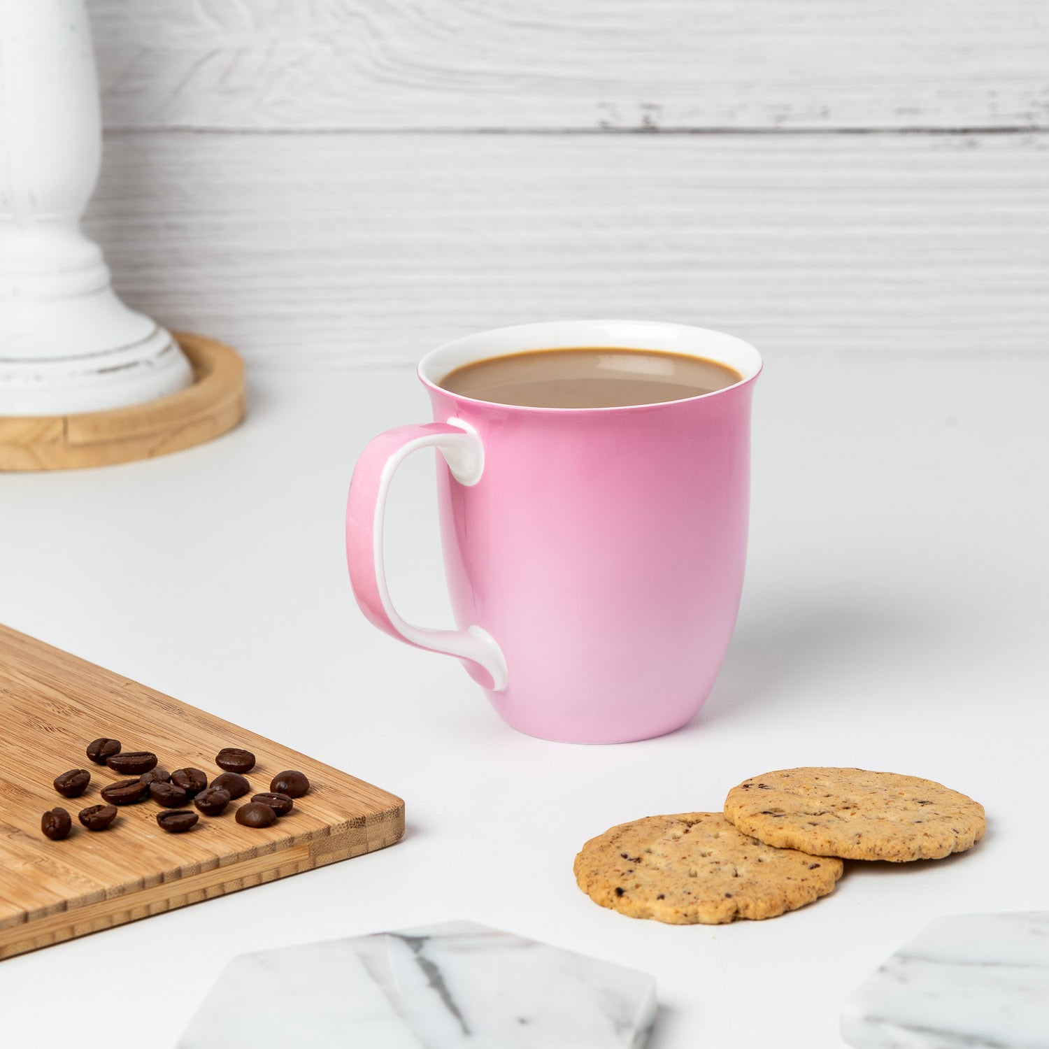 Ballerina Pink Java mug with coffee in a kitchen setting