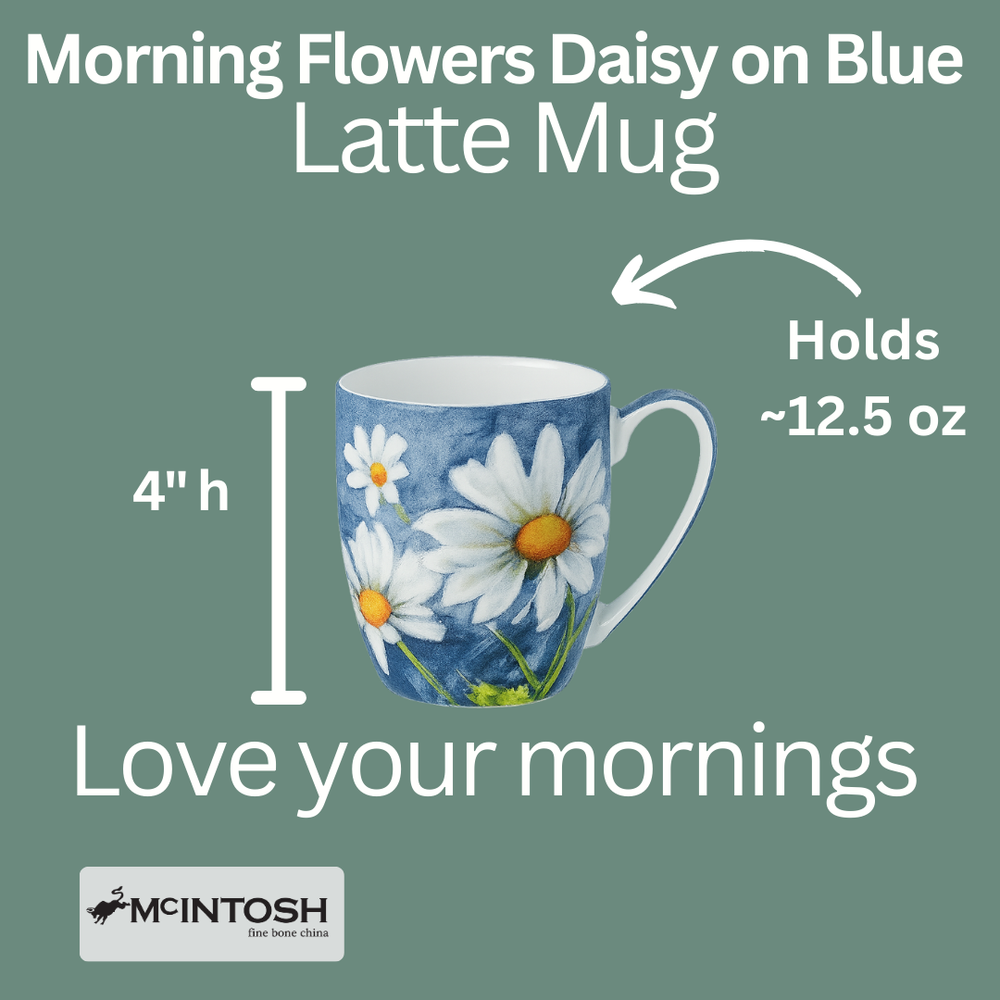 Morning Flowers Daisy on Blue Latte Mug