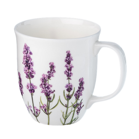 Garden Collection Lavender Java mug, 12.5 oz (375 ml) fine bone china, front view, handle right