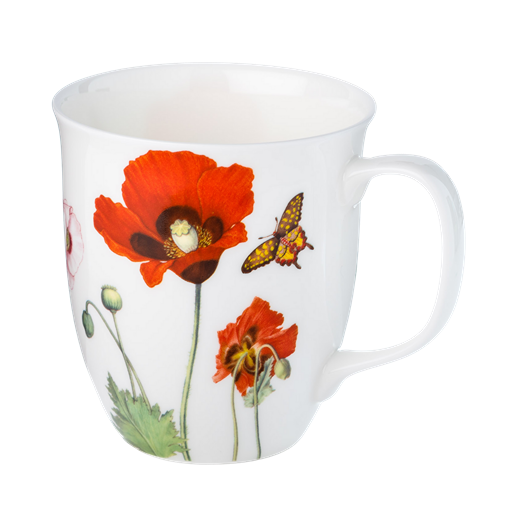 Garden Collection Poppies Java mug, 12.5 oz (375 ml) fine bone china, front view, handle right