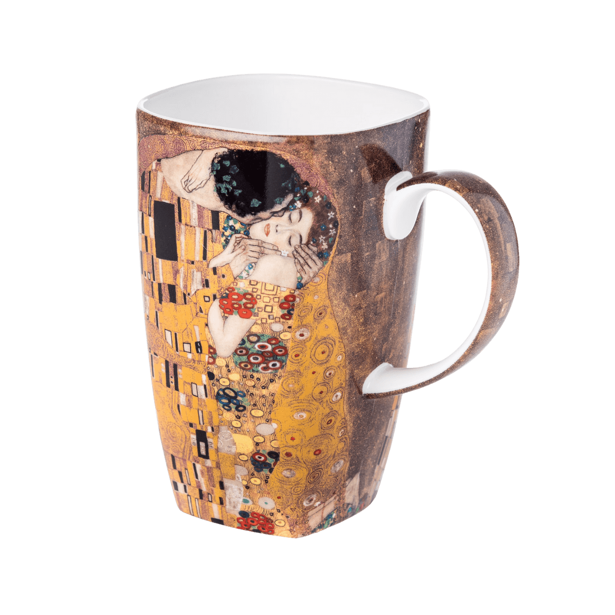 Klimt The Kiss Grande Mug in fine bone china, 580 ml / 19.6 oz, front view, handle right