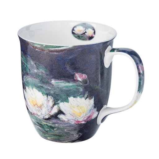 A 375 ml Java Mug with the print Water Lilies by Claude Monet set on a white background. 