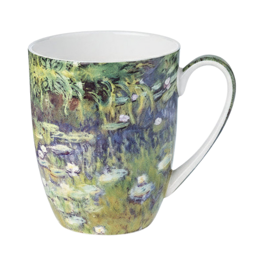 Claude Monet's painting Water Lilies printed on a fine bone china Latte mug with a 12.5 oz capacity. 