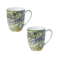 Claude Monet Water Lilies Latte mug set of 2, 12.5 oz (375 ml) fine bone china, white background.