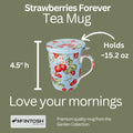 Strawberries Forever Tea Mug w/ Infuser and Lid