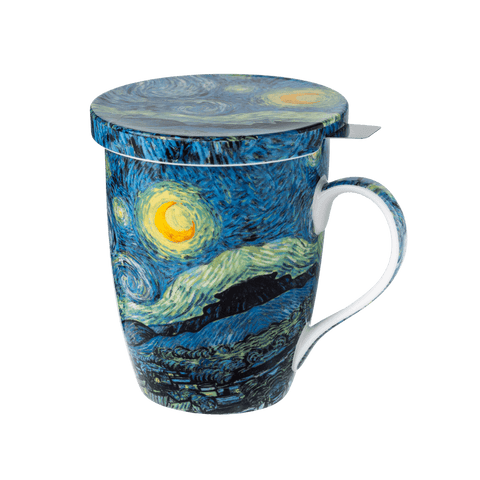 Vincent van Gogh Starry Night Tea Mug, 15.2 oz (450 ml) fine bone china, front view, handle right