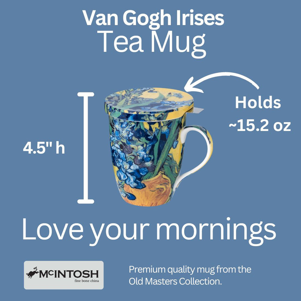 Van Gogh Irises Tea Mug w/ Infuser and Lid