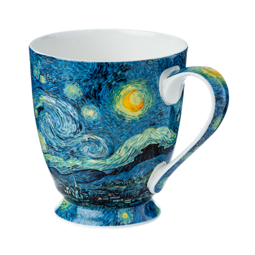 Van Gogh's Starry Night print on our Mocha Mug design with a white background. 500ml capacity. 