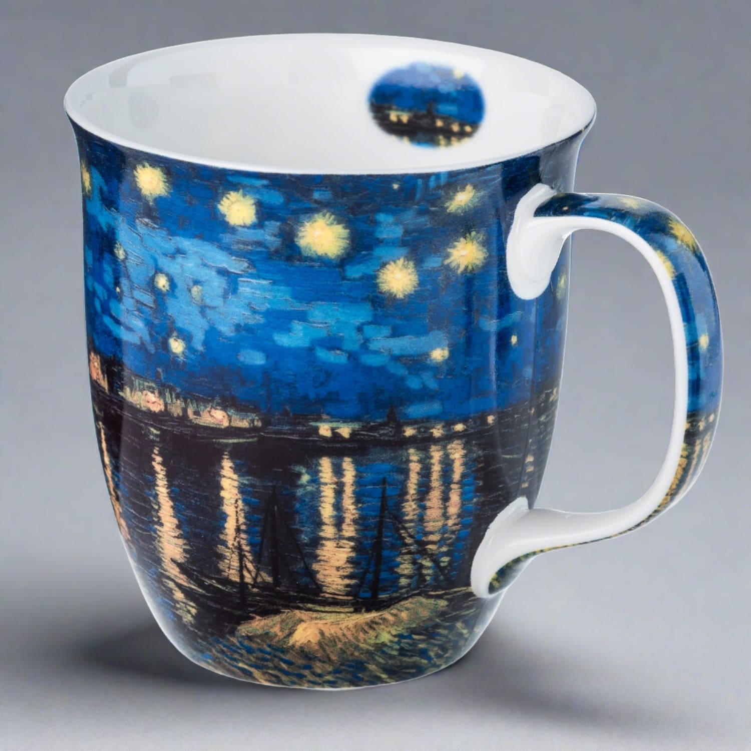Starry Night over the Rhone by Vincent Van Gogh Java mug with grey background