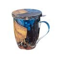 Van Gogh's Cafe Terrace Tea mug with infuser made of fine bone china with an 15.2 oz capacity. 