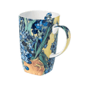 A Grande 19.6 oz mug of fine bone china featuring the Vincent van Gogh print Irises.