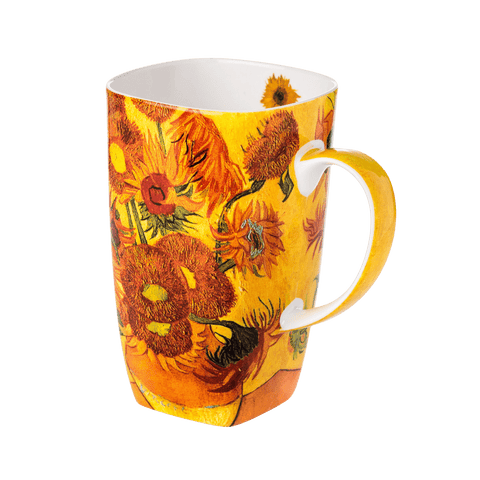 Van Gogh Sunflowers Grande mug, 19.6 oz (580 ml) fine bone china, front view, handle right.