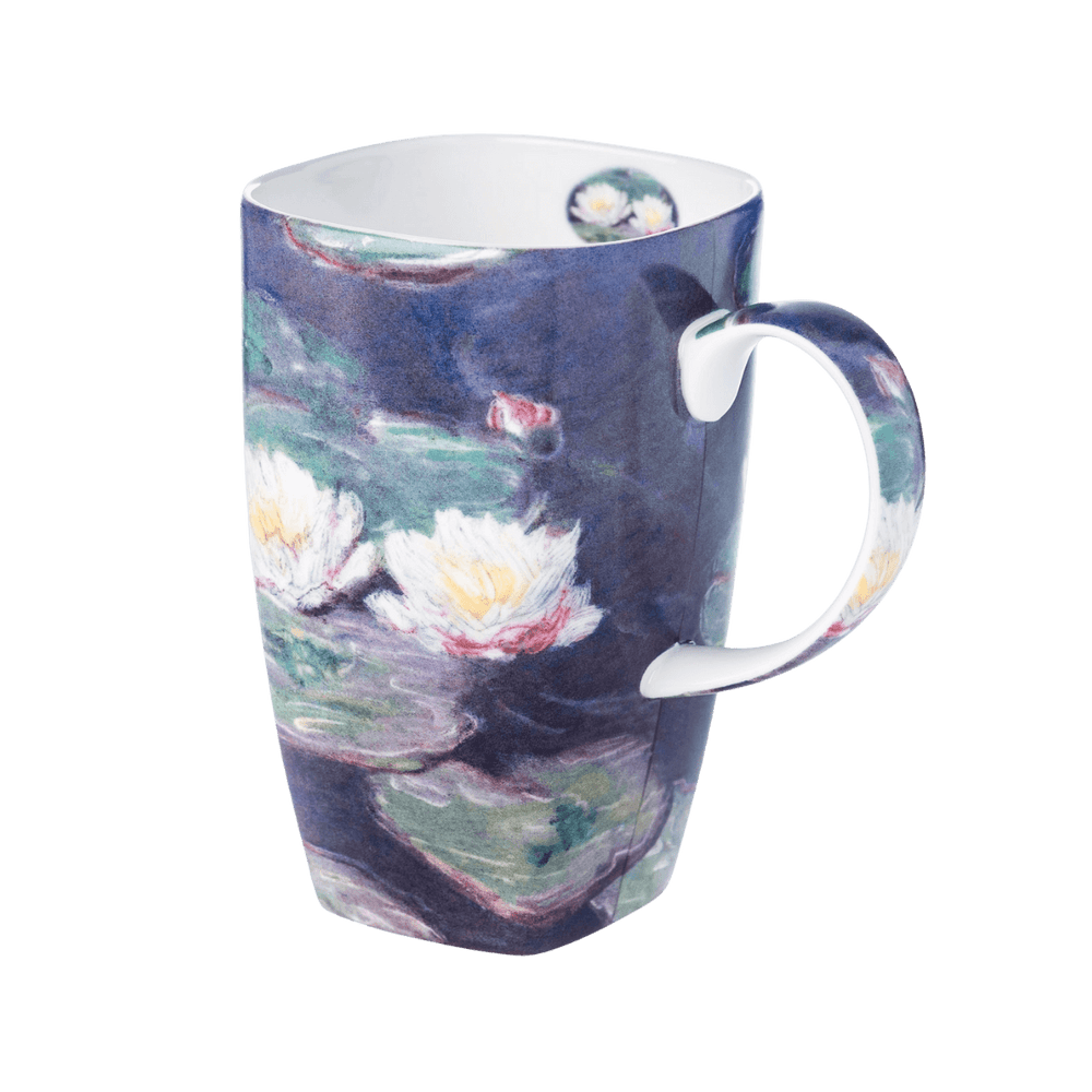 A fine bone china Grande mug with a 19.6 oz capacity wrapped in the print Water Lilies by Claude Monet.