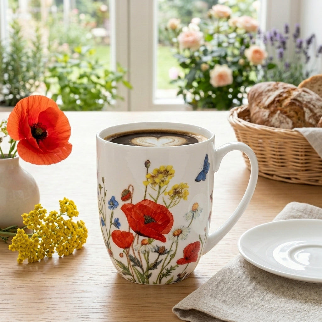 Wildflowers Red Latte Mug