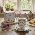 Chintz Sweet Pea Java mug shown with matching gift box in fine bone china, 12.5 oz (375 ml)