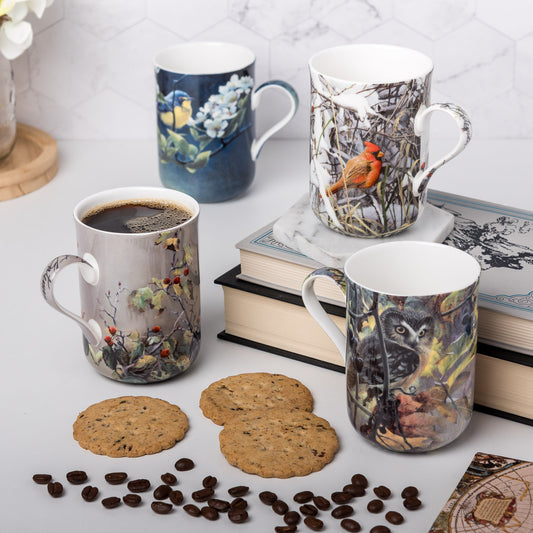 Bateman Birds set of 4 Mugs