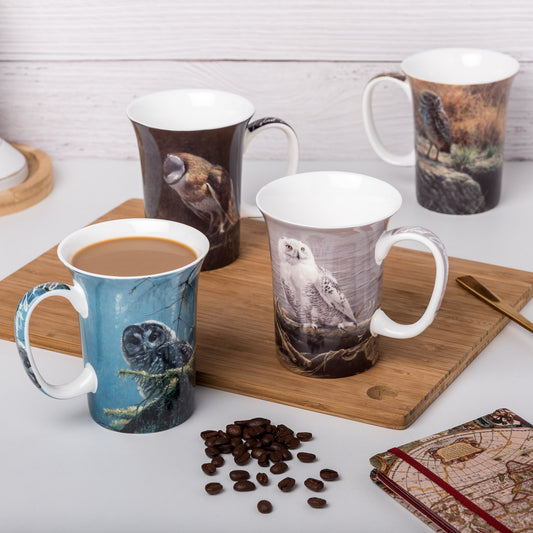 Owls set of 4 Mugs