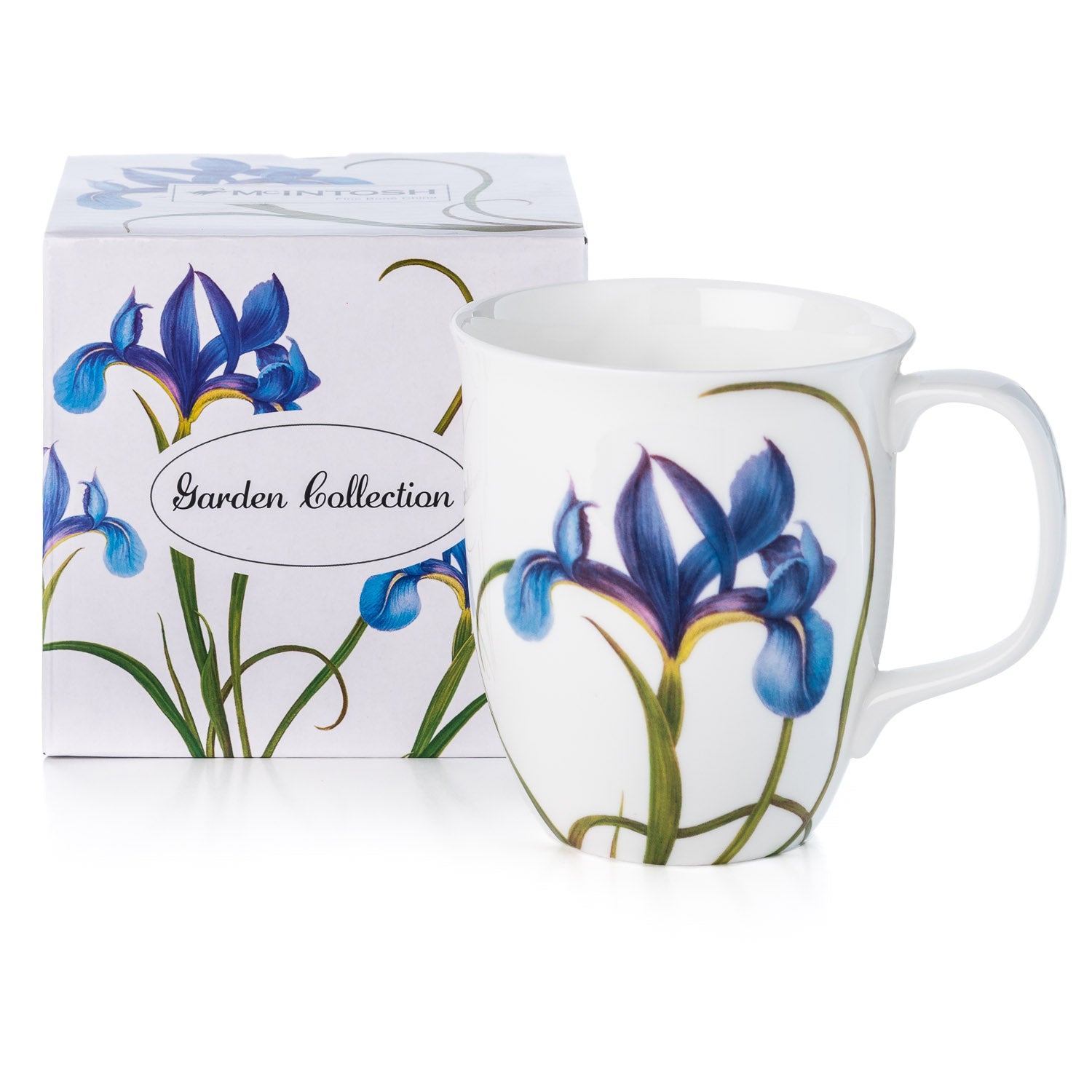 Garden Collection Blue Iris Java mug with matching gift box, fine bone china, 12.5 oz (375 ml)