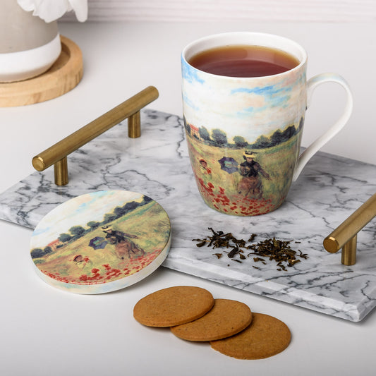 Monet Poppies Tea Mug w/ Infuser and Lid