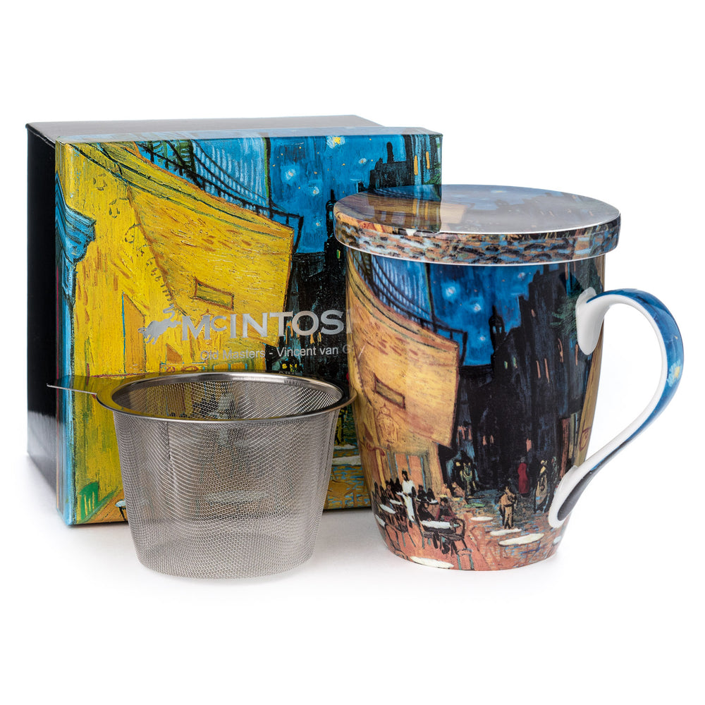 Van Gogh Cafe Terrace at Night Tea Mug with Infuser and Lid