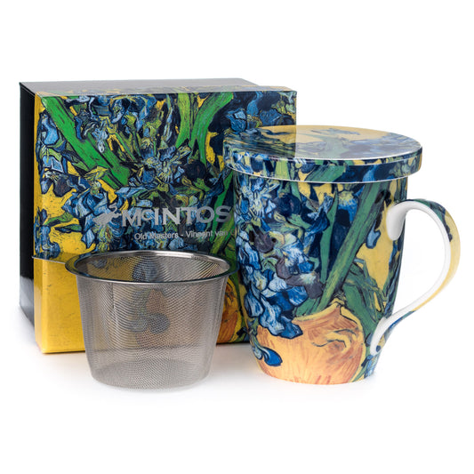 Van Gogh Irises Tea Mug w/ Infuser and Lid