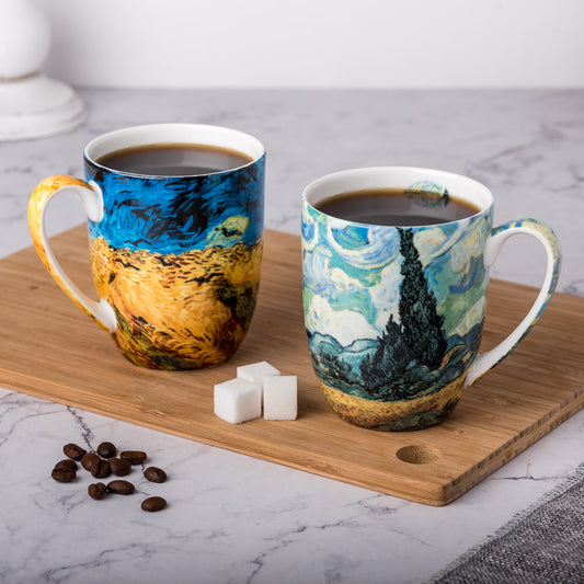 Van Gogh Wheatfields Mug Pair